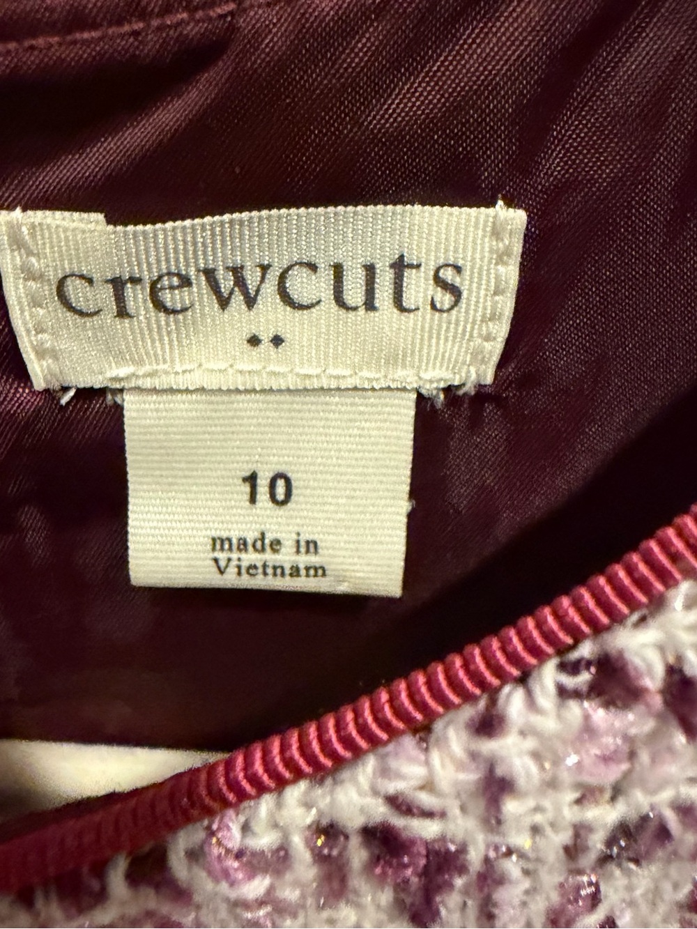 Crewcuts by J.Crew Girls’ Girly Tweed Shift Dress Pink Burgundy Size 10 - Picture 3 of 11